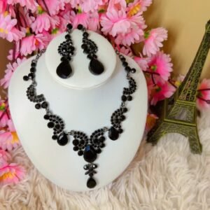 Diamond Cut Black Stone Necklace
