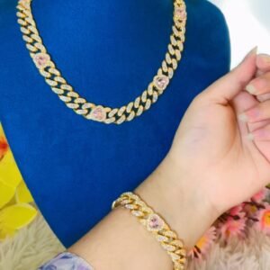 Hip Hop Chain & Bracelet Pink