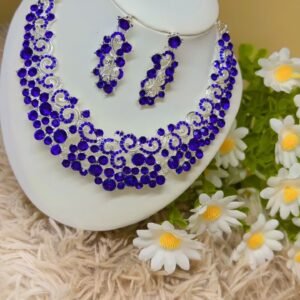 Diamond Cut Bridal Necklace Blue