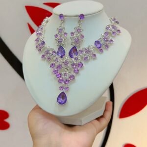 Diamond Cut Floral Necklace Lavender